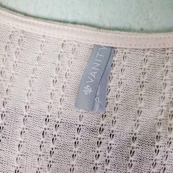 Vanity Cream Sleeveless Open Front Lace Fringe Vest Size L Boho Festival Cardiga - Picture 7 of 8